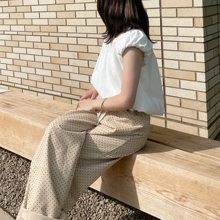 Back ribbon shirred blouse
