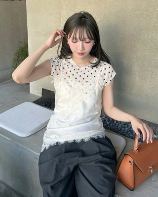 Big lace point asymmetrical camisole
