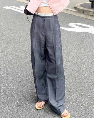 Straight-fit striped West Point slacks