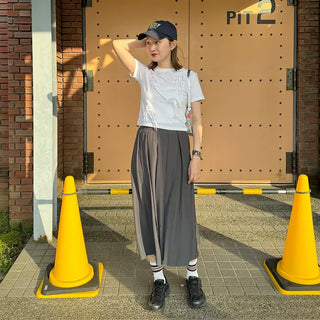 Pintuck pleated long skirt