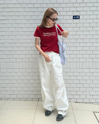 Ribbon detail wide pants
