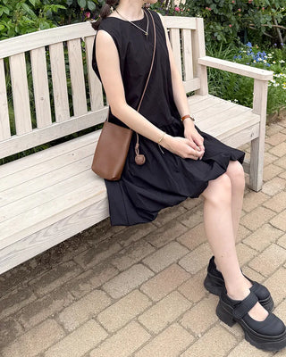 Balloon sleeveless midi dress
