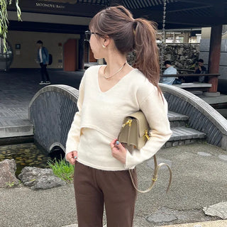 Sleeveless layered cropped knit