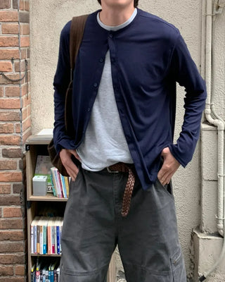 Layered Rib Button Cardigan