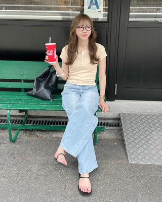 Basic straight wide-fit denim pants