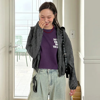 Checked string hooded shirt