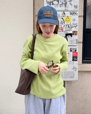 Round neck waffle long t-shirt