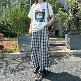 Checked Easy Long Skirt