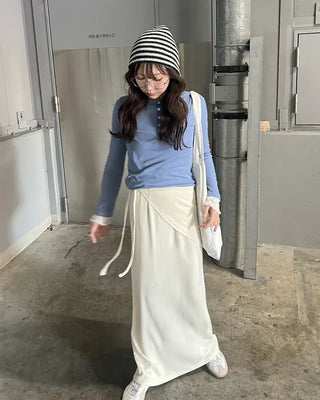 Layered wrap skirt and pants set