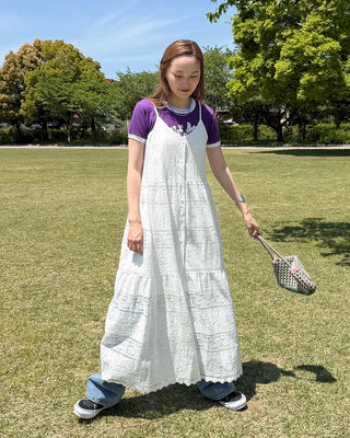 Camisole button lace maxi dress