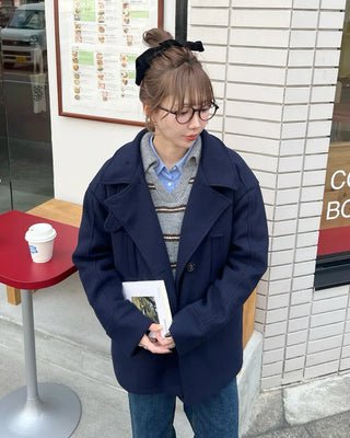 Double-breasted quilted coat
