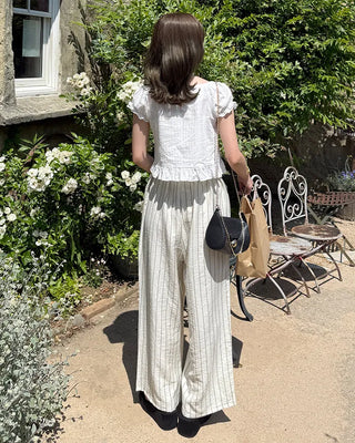 Striped Wide Wrinkle Easy Pants