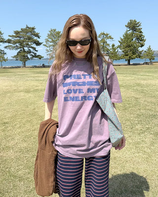 (Unisex) Lettering Oversized Half T-Shirt