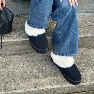 Suede fur loafers