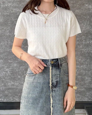 Perforated short-sleeved knit