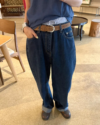 Wide-fit low-rise denim pants