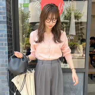Linen blend round neck cardigan