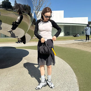Checked midi skirt
