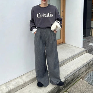Striped wide slacks