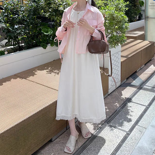 Halter neck fringe long dress