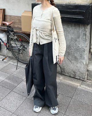 Basic pintuck cotton pants