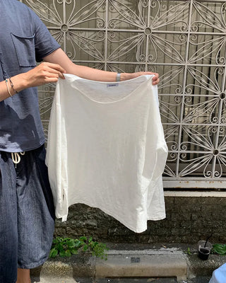 Sheer Oversized U-Neck Long-Sleeve T-Shirt
