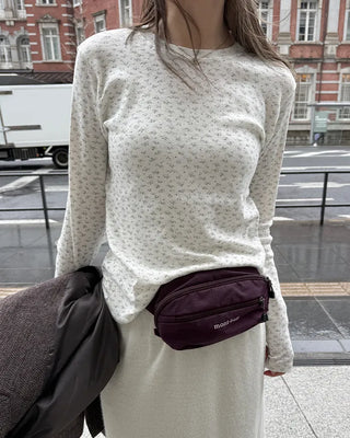 Flower pattern long-sleeved T-shirt