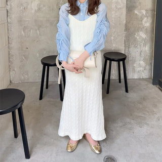 Cable knit long dress