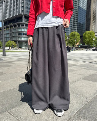 Pintuck striped wide slacks