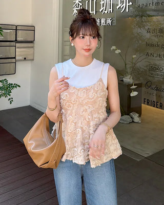 Flower corsage camisole bustier