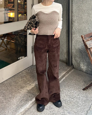 Pocket corduroy wide-leg pants