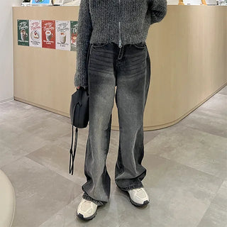 Washed denim pants