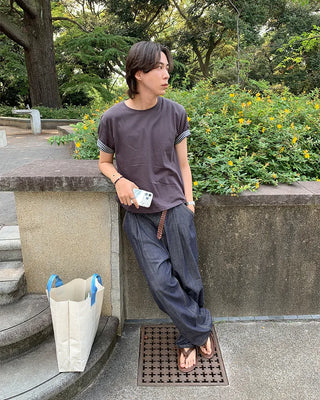 Checked Roll-Up Short-Sleeve T-Shirt