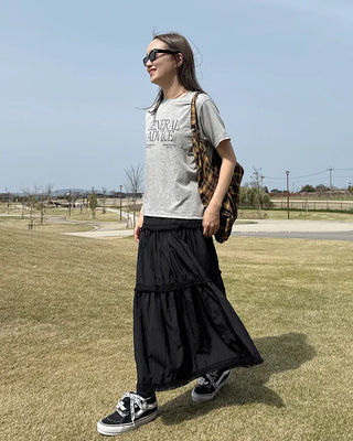 Tassel tiered long skirt