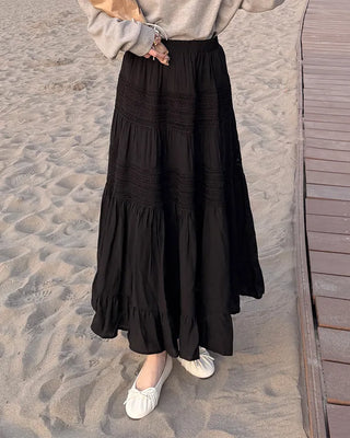 Lace tiered long skirt