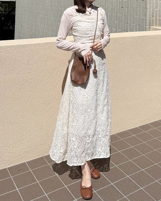 Lace strap detail camisole long dress