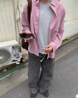 Simple checkered long-sleeved shirt