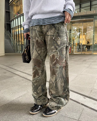 (Unisex) Double Knee Wide Tree Camouflage Pants