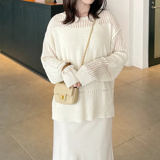 Boat neck sheer knit