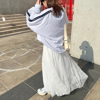 Ribbon pattern tulle skirt