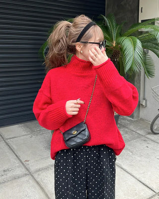 Loose-fit high-neck knit