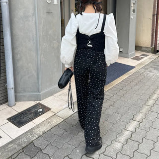 Small Flower Pattern Cotton Pants