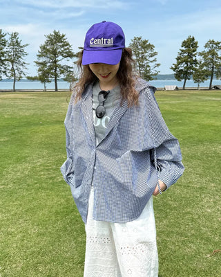 Checked hoodie shirt