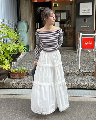 Tassel tiered long skirt