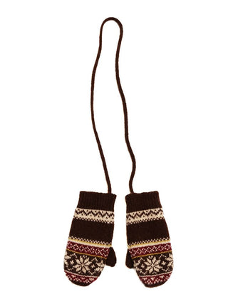 [Moromoro2] Fair Isle Knit Mittens with  Strap