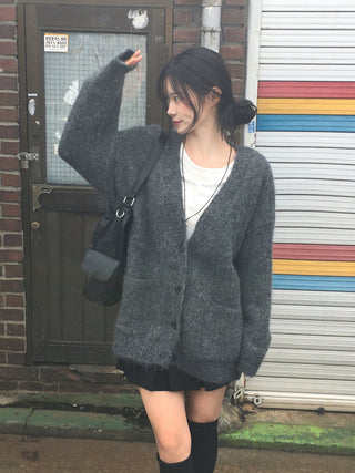 Angora V-neck cardigan