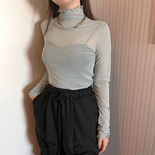 Colorful sheer turtleneck