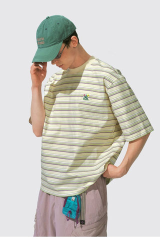 [Monterest] Waffle Knit Striped Logo T-Shirt