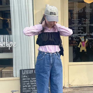 Multi-stripe crop shirt