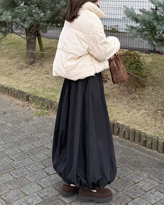 Balloon long elastic waist skirt